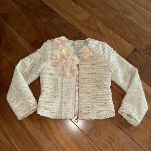 Hannah Banana Cream Blazer with Floral Accents